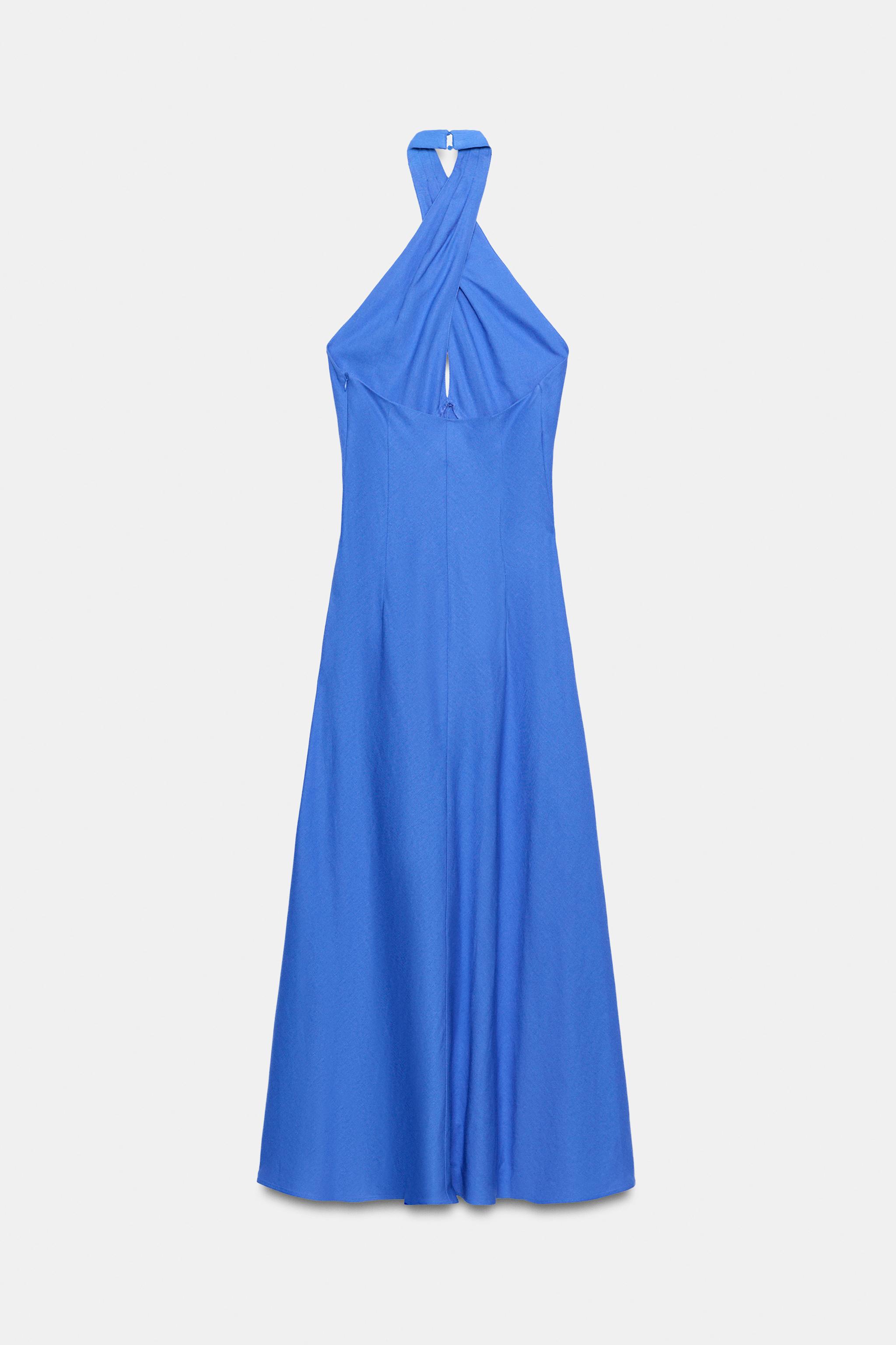 LINEN HALTER MIDI DRESS